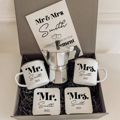 Personalised Engagement Gift SET with Names, Mr and Mrs Gift, Congratulations On Your Engagement