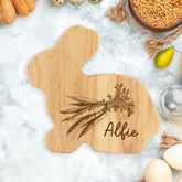 Personalised Engraved Bunny Shaped Easter Breakfast Board With Carrot Design, First Easter Gift