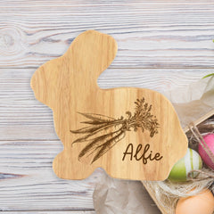 Personalised Engraved Bunny Shaped Easter Breakfast Board With Carrot Design, First Easter Gift