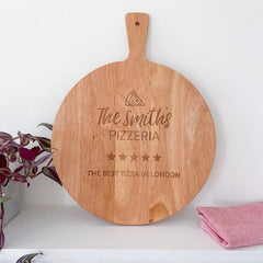 Personalised Engraved Pizza Paddle 45Cm, With Family Name, Christmas Birthday Engagement Gift