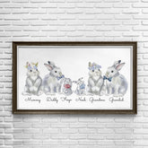 Personalised Family Poster, Bunny family print, Mother's Day Gift, Rabbit family name sign, Gift for mum