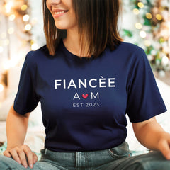 Personalised Fiance T-shirt with couple initials and wedding date, Bride to be Shirt