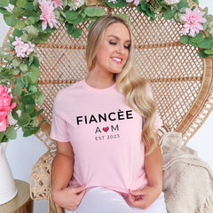Personalised Fiance T-shirt with couple initials and wedding date, Bride to be Shirt