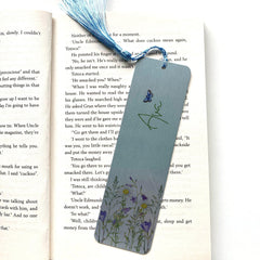 Personalised floral name bookmark with tassel, Gift for him or her, Book lover gift
