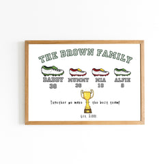 Personalised football team family poster,Daddy's dream team,First Father's day gift