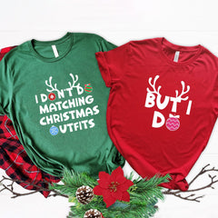 Personalised Funny Christmas T-Shirt For Couple, Set For Two, Newlywed Husband Wife
