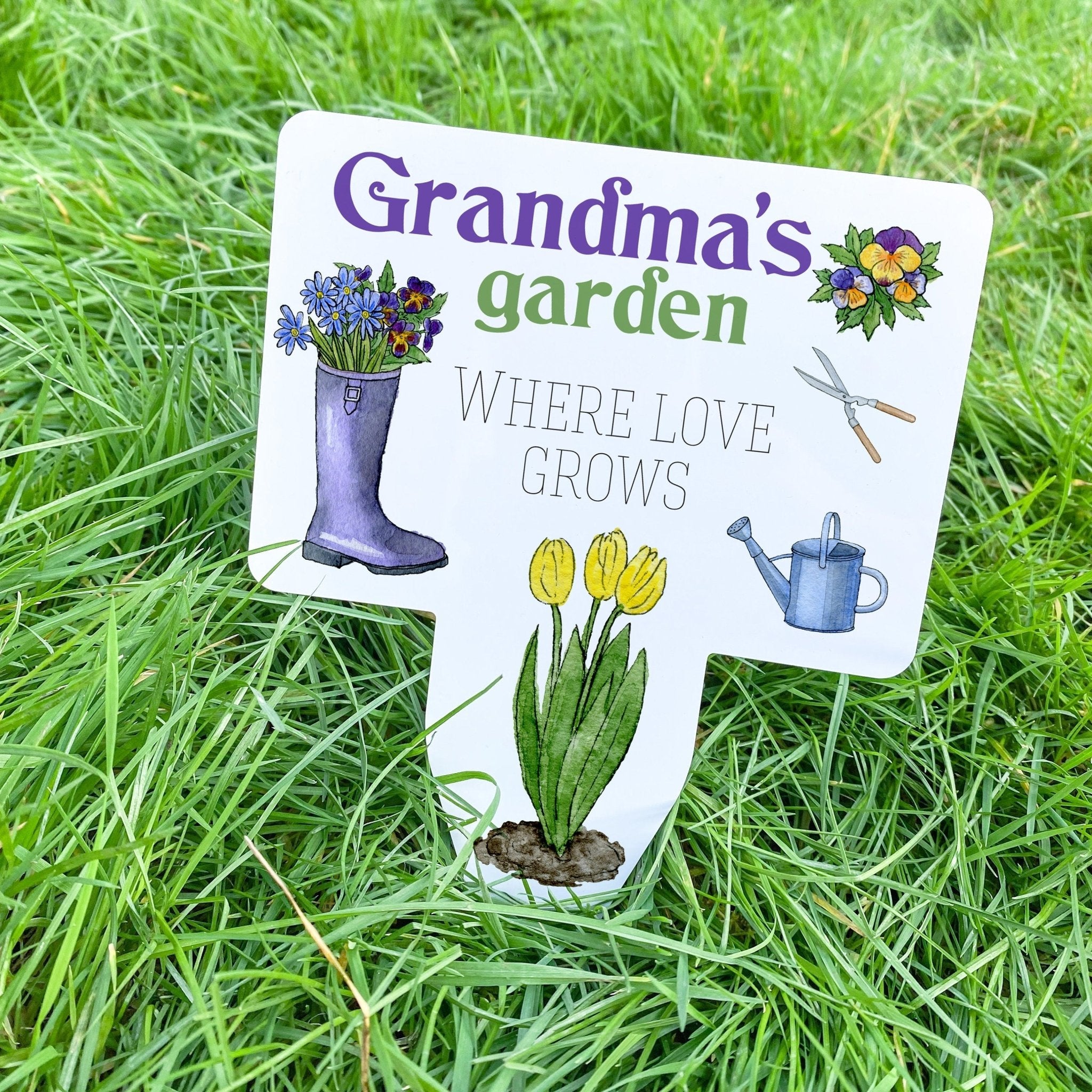 Personalised Garden Sign, Gift for her him, Grandma's Mum's Dad's Garden Decor Sign with Floral design