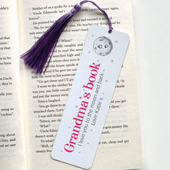 Personalised grandma grandad bookmark with tassel, Also for mum, dad, uncle, auntie