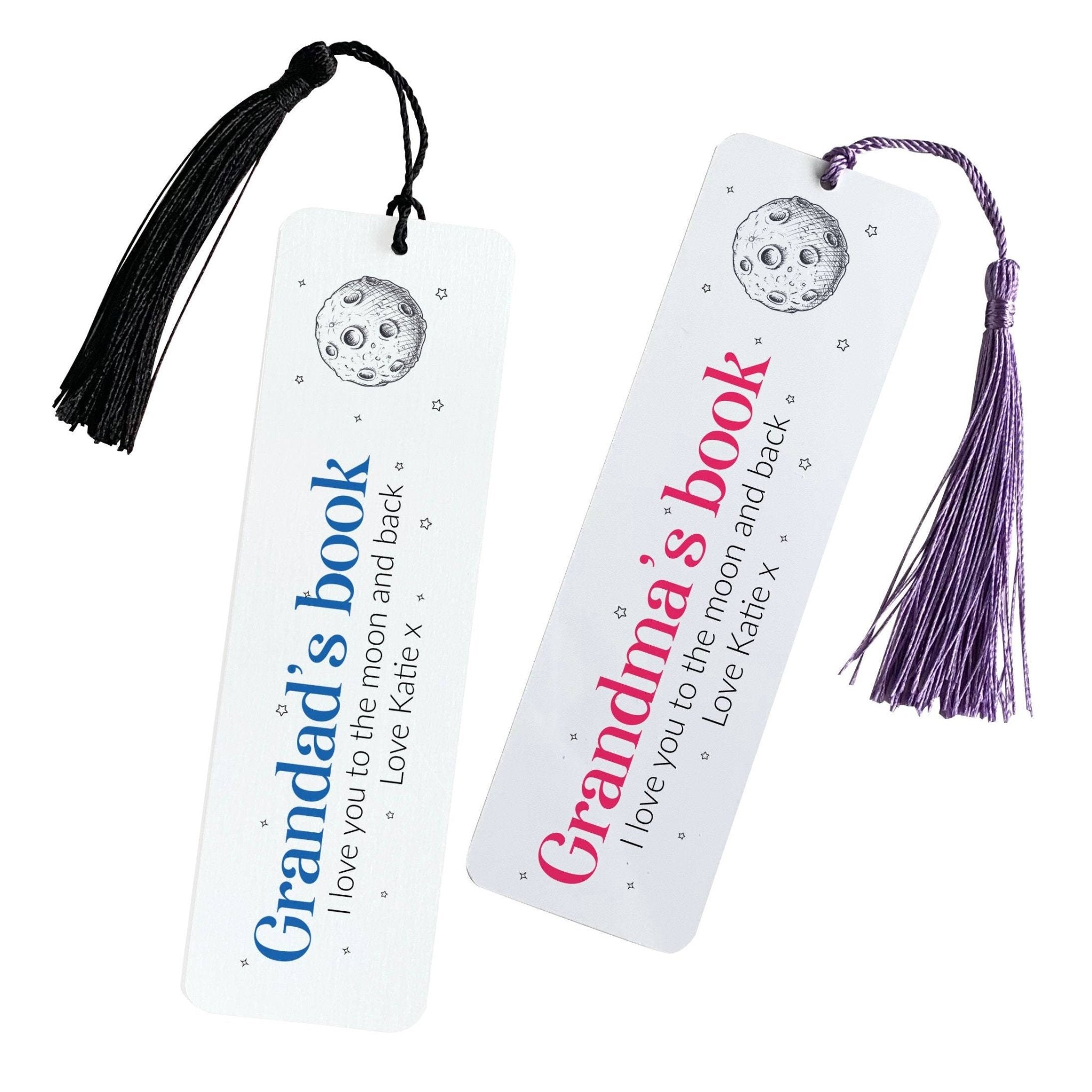 Personalised grandma grandad bookmark with tassel, Also for mum, dad, uncle, auntie