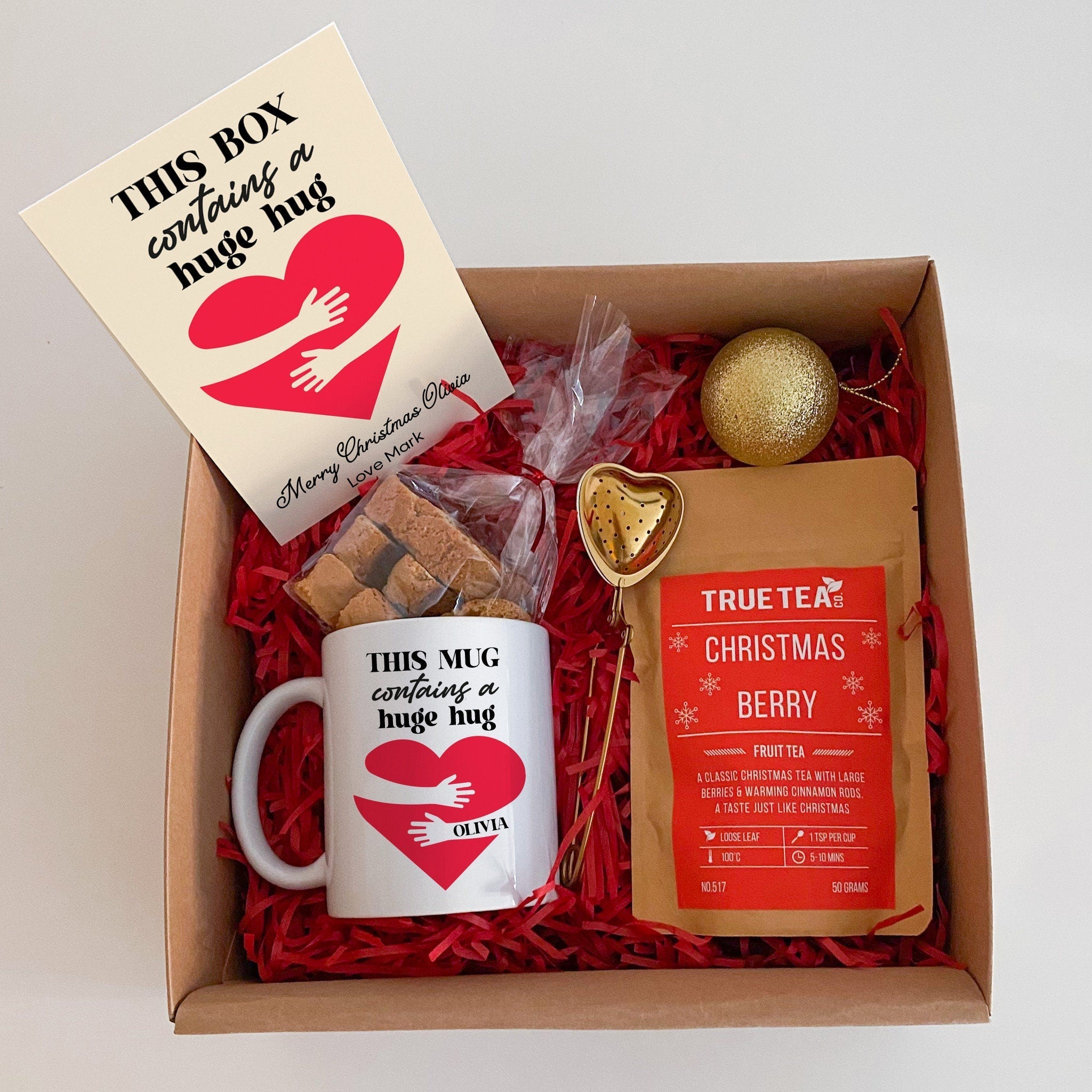 Personalised Hug in a Mug Gift Set, Tea lover Gift for Him and Her, This Box Contains A Big Hug