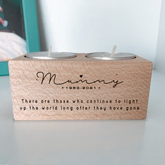 Personalised In Loving Memory Tealight Holder, Wooden engraved, Condolence Candle Remembrance