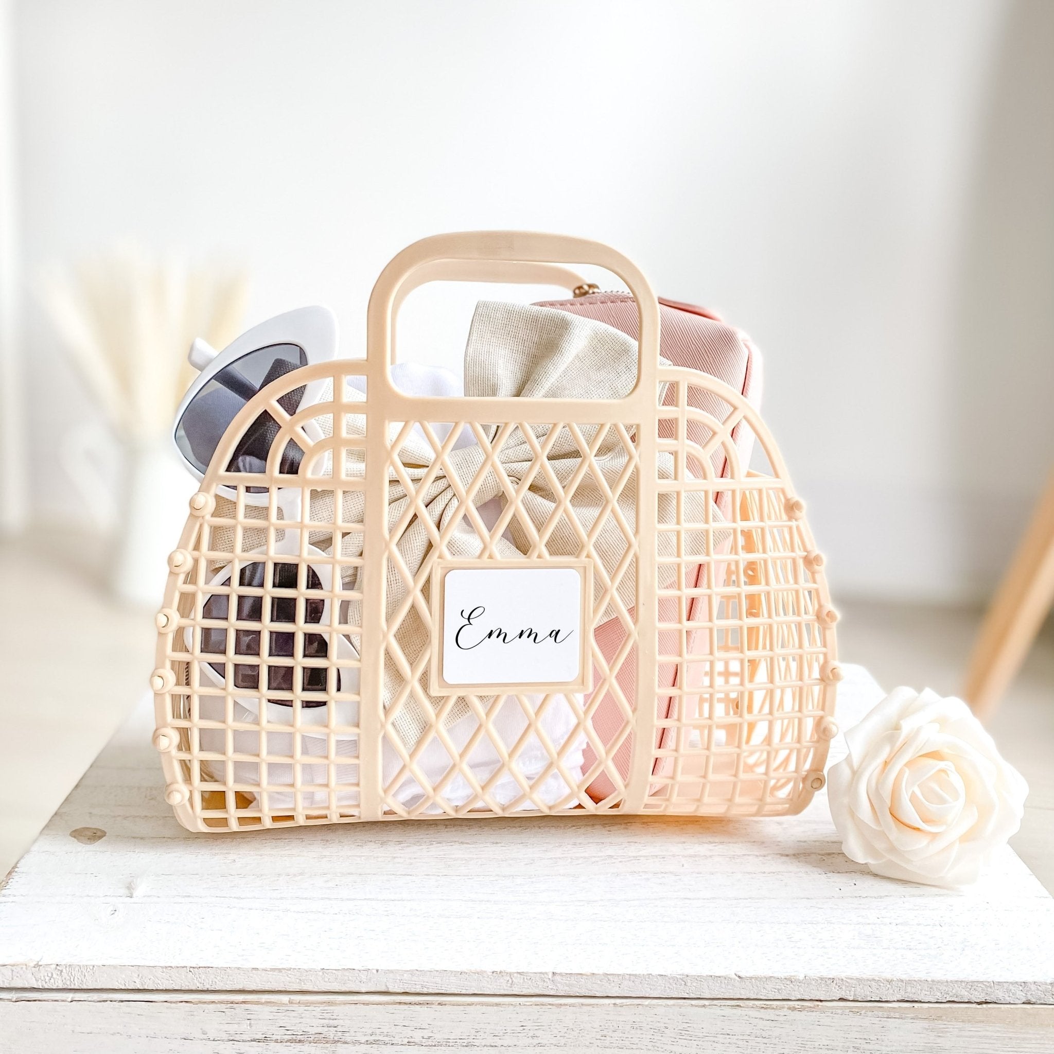 Personalised Jelly Bag With Name, Bridesmaid Gift For Her, Bachelorette Birthday Wedding Party Favor Bags, Small Beach Bag Tote