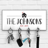 Personalised key ring holder for wall, Valentine's Day gift, Key hanger with the family name