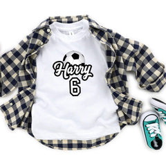 Personalised kids football themed birthday t-shirt, childrens top, boys t-shirt