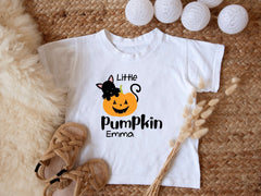 Personalised kids Halloween T-Shirts, Little pumpkin, Boy or girl cute Halloween shirt with name
