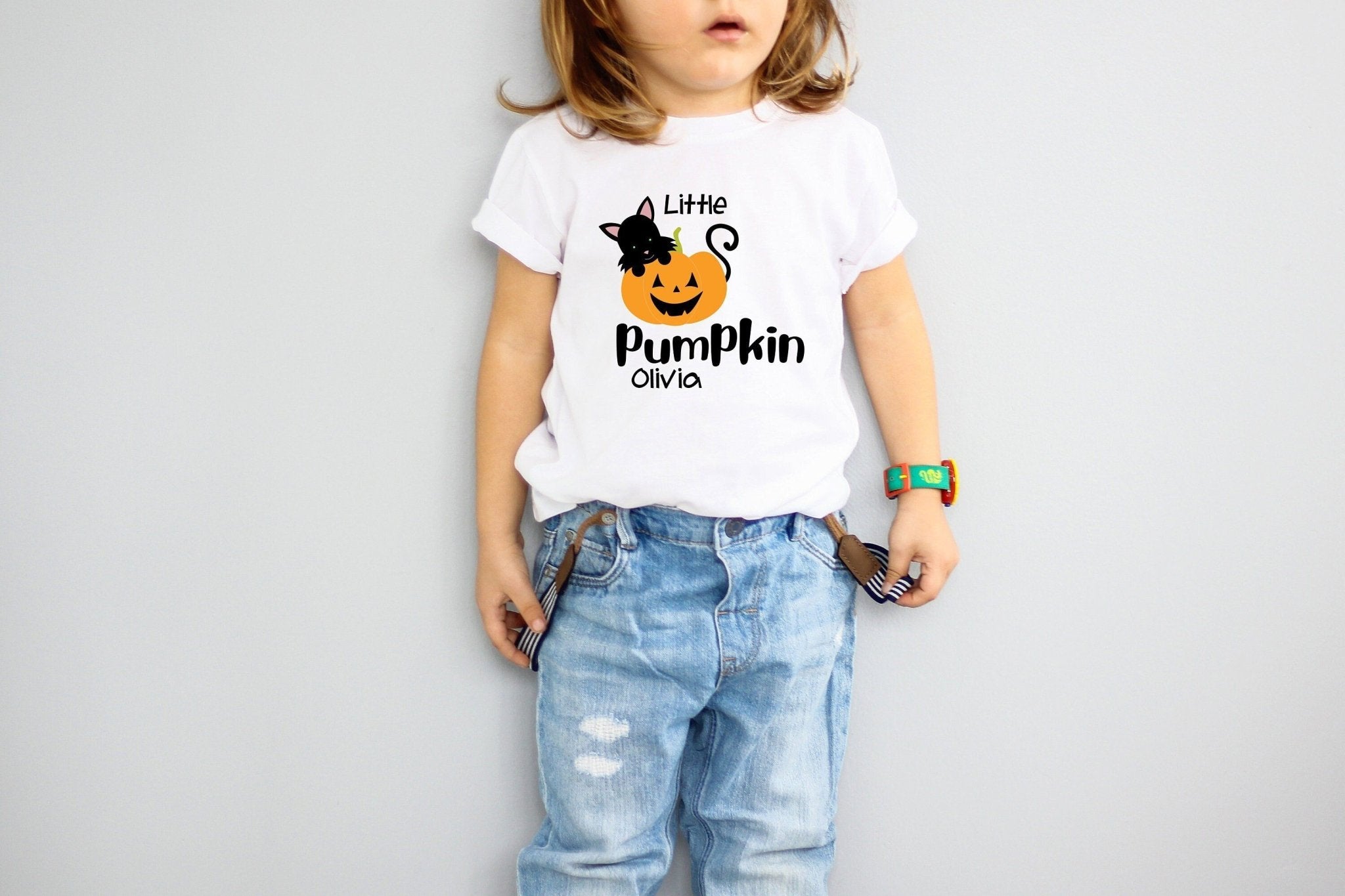 Personalised kids Halloween T-Shirts, Little pumpkin, Boy or girl cute Halloween shirt with name