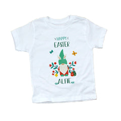 Personalised Kids Happy Easter T-Shirt, Gnome design for boys or girls, Children's tshirt