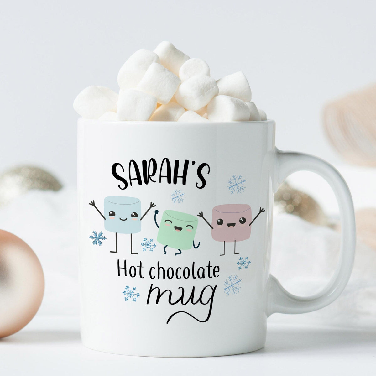 Marshmallow Kids Mug, Camping Mug With Lid, Cute Christmas Mug, Mug Handle,  Personalized Gift Kid, Custom, Family Mug, Hot Cocoa Mug, Smores 