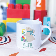 Personalised Kids mini Easter mug with name, Bunny gift for boys or girls, Baby 1st keepsake