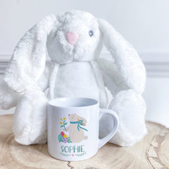 Personalised Kids mini Easter mug with name, Bunny gift for boys or girls, Baby 1st keepsake