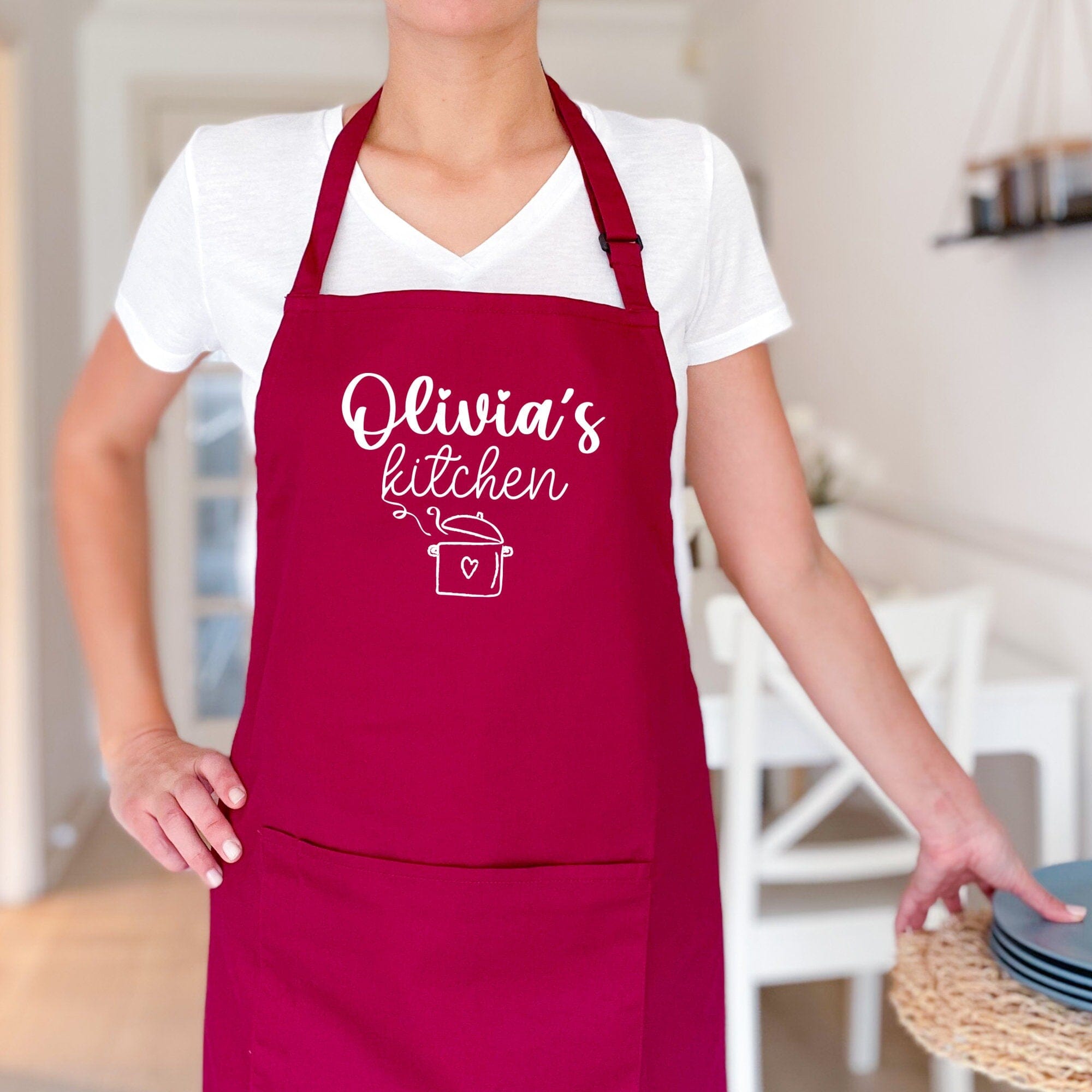 Personalised Kitchen Apron With Name Christmas Gift For Her Housewarming Mother's Day