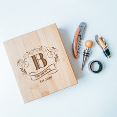 Personalised Laser Engraved Wooden Wine Tool Set, Wine Gift For Her Him Daddy, Accessories Opener Set