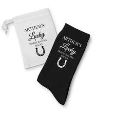 Personalised Lucky Horse Racing Socks, For Men, Birthday Gift For Horseracing Men, Horse Lover Christmas Gift