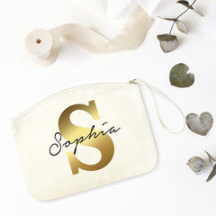 Personalised Makeup Bag With Name And Initial, Gift For Her, Make Up Bag