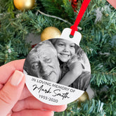 Personalised Memorial Christmas Ornament with Photo, Flat Metal Bauble