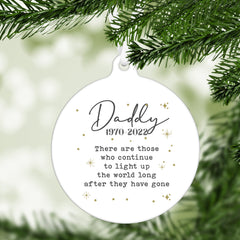 Personalised memorial metal ornament with name and date, Remembrance Christmas Tree Decoration