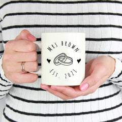 Personalised Mr & Mrs wedding mug, Bride and groom mugs, Engagement gifts for couples