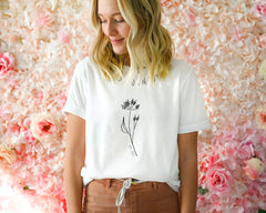 Personalised Mrs t-shirt with est date and flower, Gift for bride