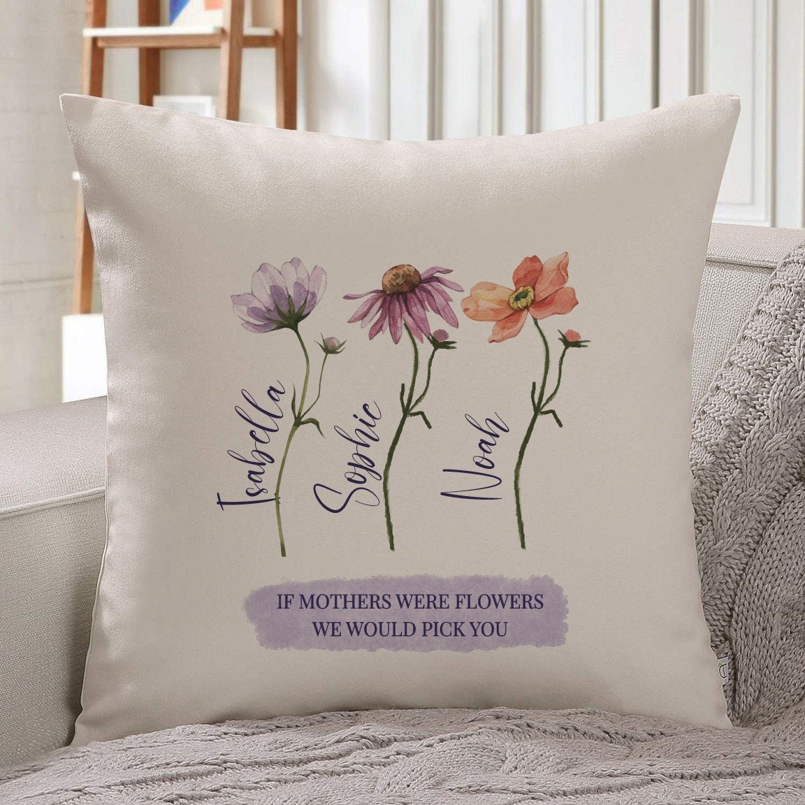 Personalised mum cushion with children names, If mothers were flowers, Personalised Mother's Day gift