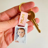 Personalised Mum Photo Keyring, Leather Photo Keychain, Mother's Day gift for her, Gift for mum
