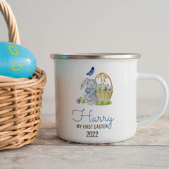 Personalised My First Easter Enamel Mug with Name, Baby Easter Keepsakes, 1st Easter Gift
