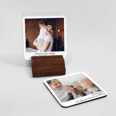 Personalised photo coaster with your text, Gift for mum, dad, grandma, grandpa, uncle, auntie