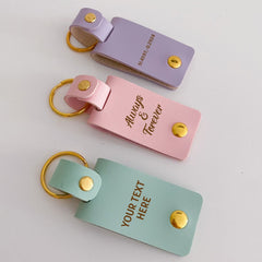 Personalised Photo Keyring with YOUR TEXT, Vegan Leather Keychain, Gift for her him, Birthday Christmas Gift
