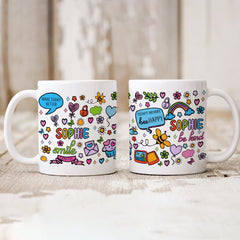 Personalised Positivity Doodle Mug Christmas Birthday Gift For Her