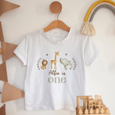 Personalised Safari Kids Birthday T-Shirt, Boy Girl Tshirt Top, Wild One Woodland, Is One