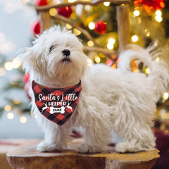 Personalised Santa'S Little Helper Triangle Dog Scarf, Bandanas For Pets, Christmas Gift For Dog Owner