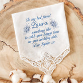 Personalised something blue wedding handkerchief Bridal shower hanky Gift for bride