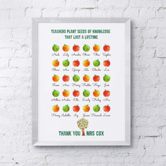 Personalised Teacher gift print, End of Year Class gift, Bespoke Teacher Appreciation Gift