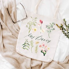 Personalised teacher tote bag, Mrs Miss last name flower tote bag, Thank you gift, Teacher Appreciation Gifts