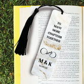 Personalised to many chapters together bookmark with tassel, Gift for her him, Book lover gift with name