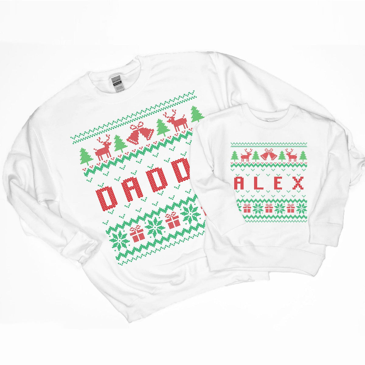 Personalised ugly Christmas jumper with names Unisex Adult Kids