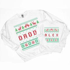 Personalised ugly Christmas jumper with names, Unisex Adult & Kids size sweatshirt