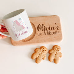 Personalised Unicorn Themed Kids Mug and Board with Child's Name Gift for boy girl
