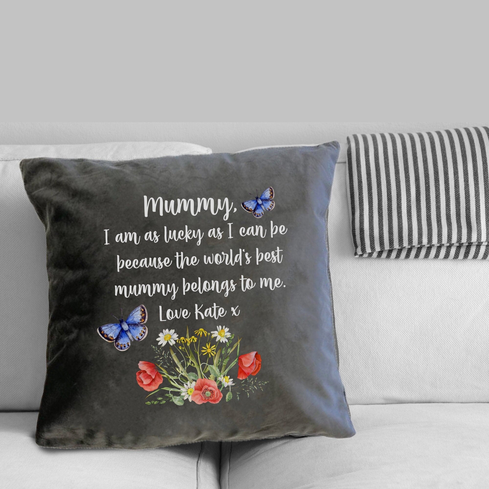 Personalised Velvet Cushion Gift for Mummy, Gift for Nanny, Mother's Day Velvet Cushion, 6 colours