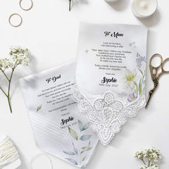 Personalised Wedding Handkerchief Gift for Mother of the Bride, Father of the Bride Gift MBF1