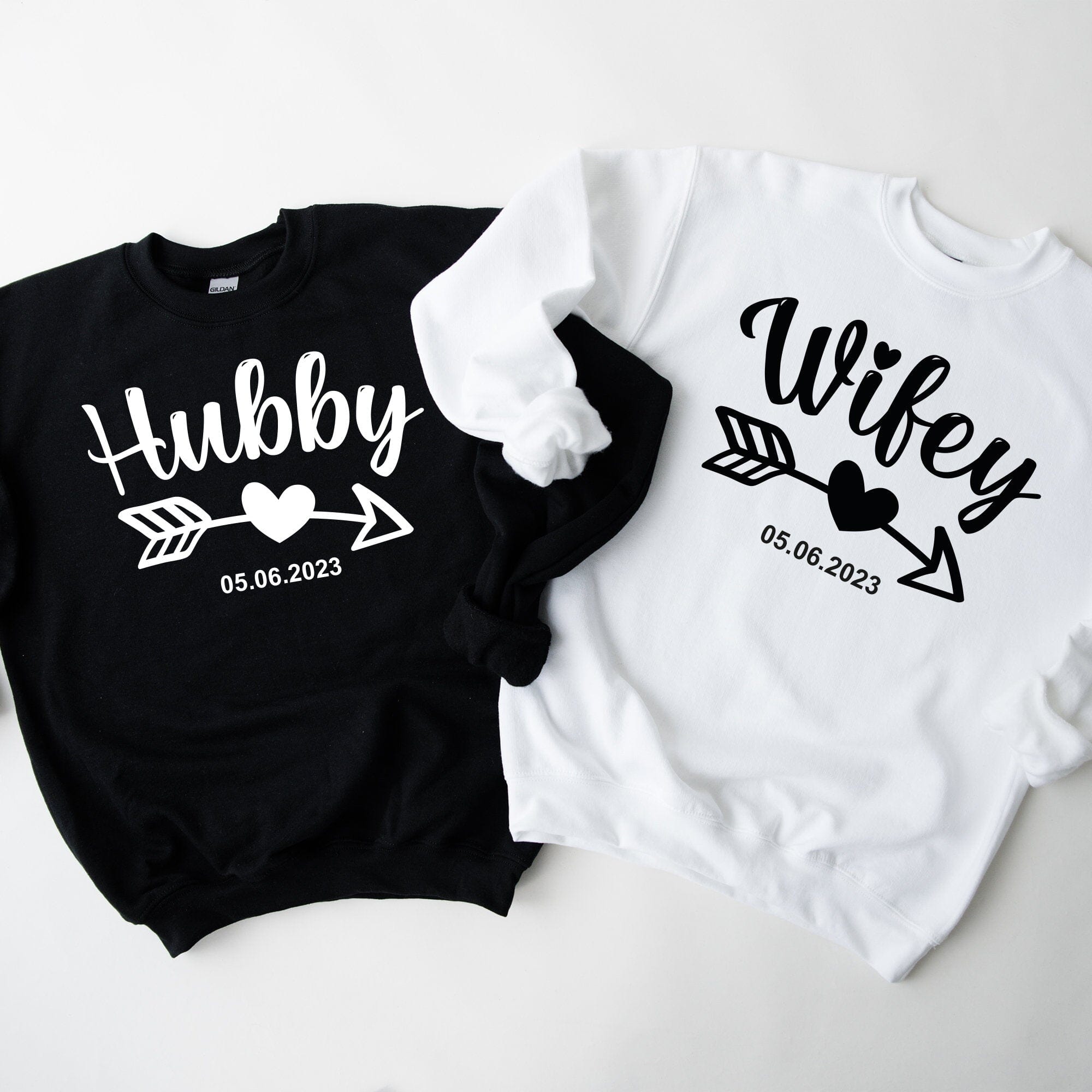 Personalised Wifey Hubby Jumper with Wedding Date, Bride Groom Mr Mrs Engagement Gift